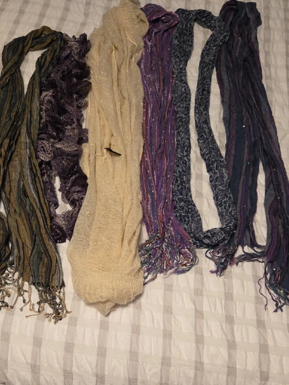 Fashion Women's Scarf Set - Purple & Cream